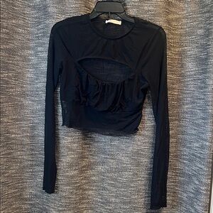 Blue Blush Black Cutout Crop Top